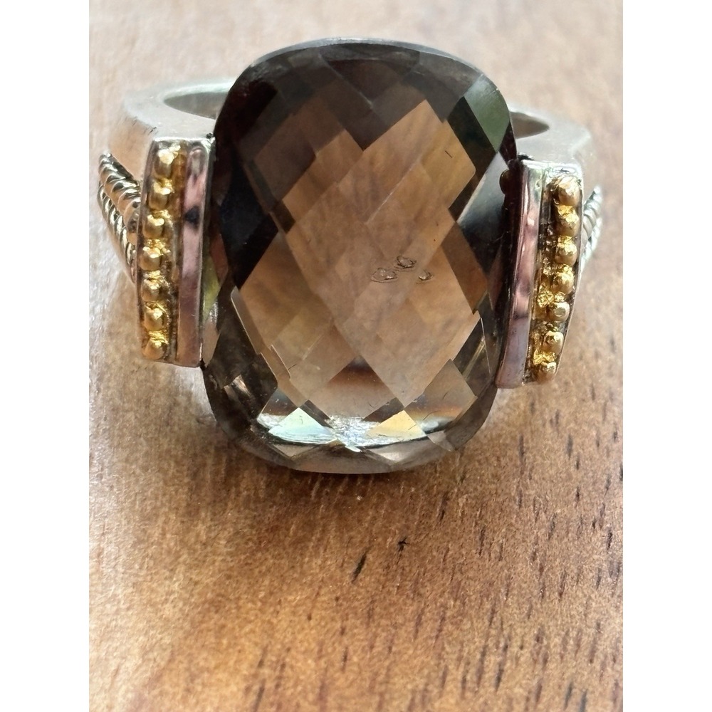 Smoky Quartz Cushion Cut Cocktail Ring Size 8.25